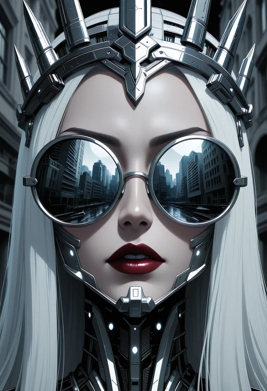 Selective-color Futuristic Fashion Photograph Of A Woman Wit...