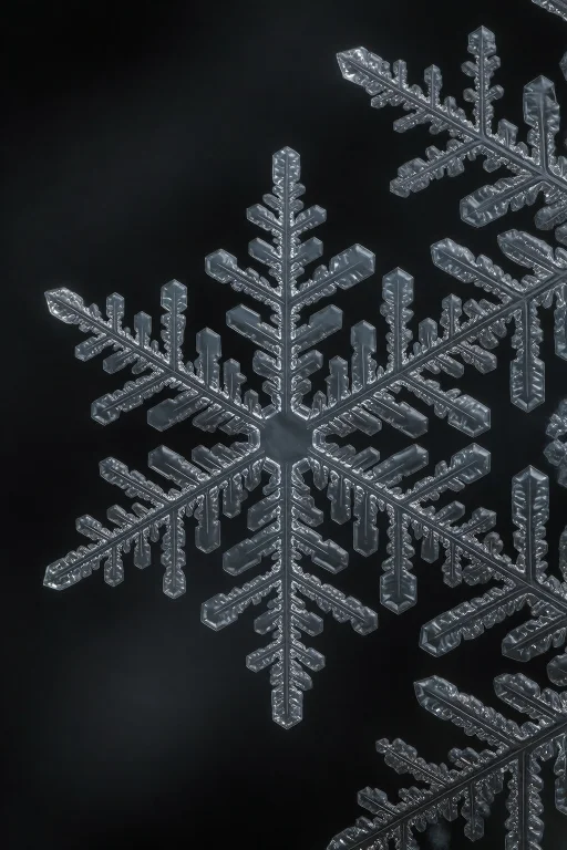 10. Microscopic View Of Snowflake Formation In Progress, Hex...