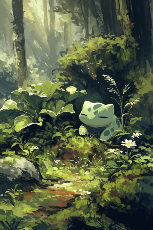 Darkgrimoil Style, Digital Painting, Bulbasaur, Resting Amon...