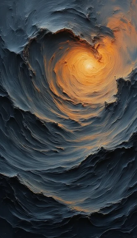 A Mesmerizing Abstract Landscape Made Of Thick Textured Oil...
