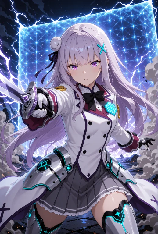 Emilia From Rezero, Human, Long Flowing Light Purple Hair Wi...