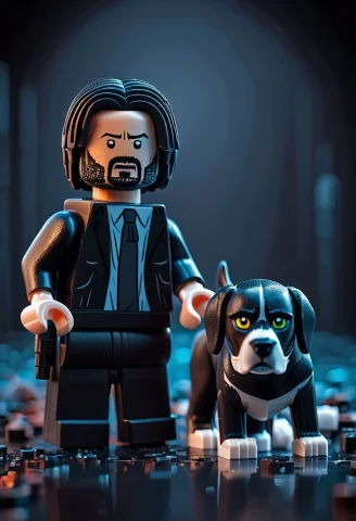 Lego John Wick And Dog — SDXL AI Prompt: Lego John wick and dog