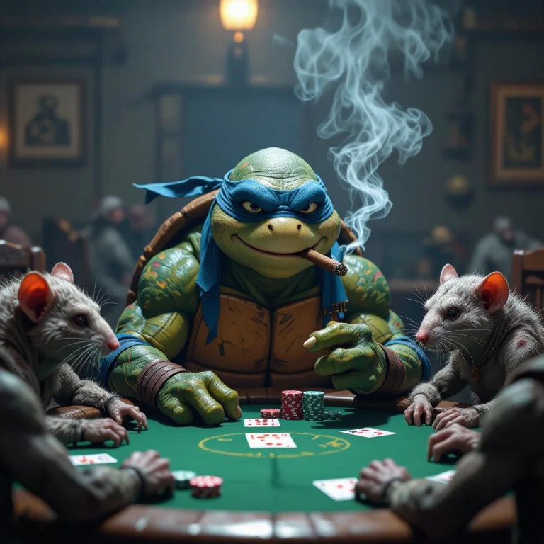 An Old Ninja Turtle Is Playing Poker With Some Old Decrepit...