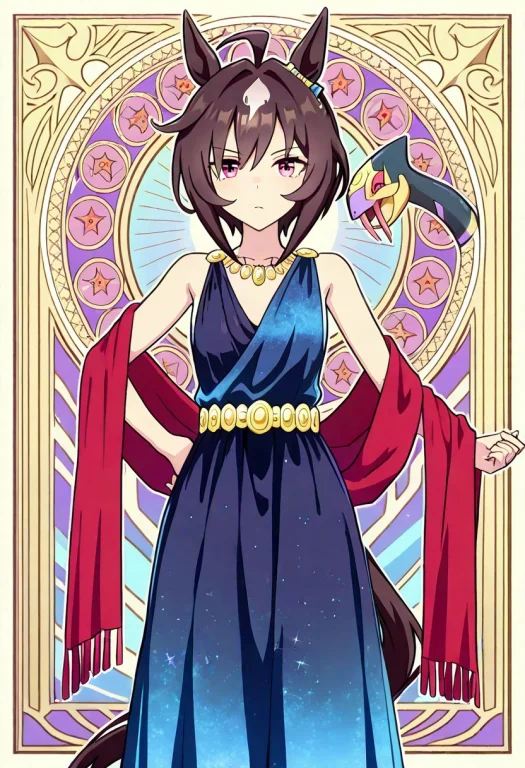 1girl, Believeumamusume, Seviper, Standing, Wearing Ancient...