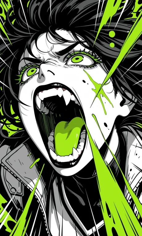 Extreme Close-up, 1girl, Face, Screaming, Mouth Wide Open, S...