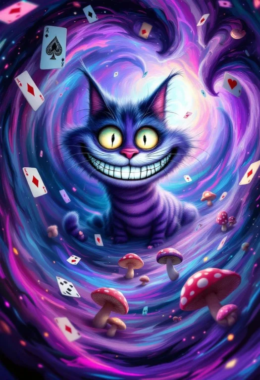 A Trippy Portrait Of The Cheshire Cat From Alice In Wonderla...