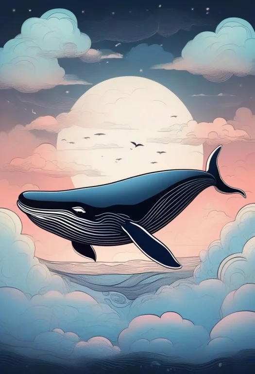 Best Quality, Highly Detailed, A Whale Drifting Through A Sk...