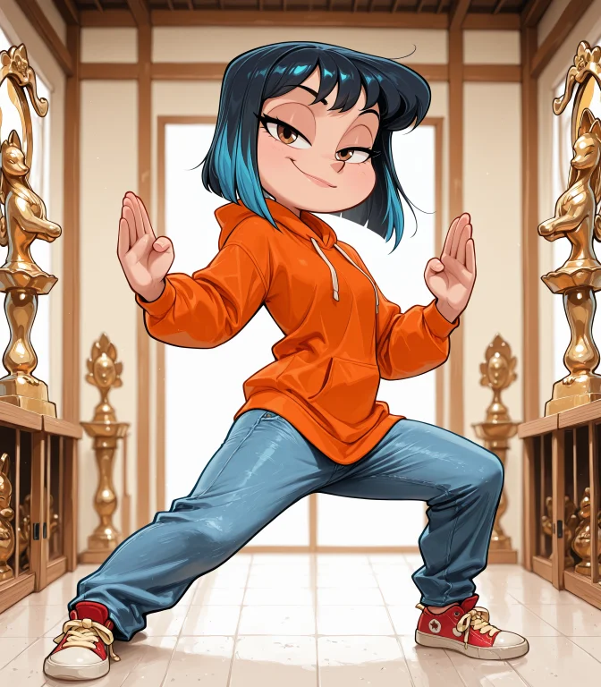 Pearlyperf, 1girl, Solo, Black Hair, Blue Highlights, Medium...