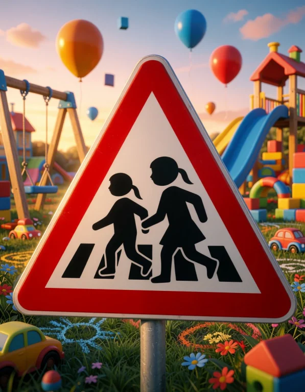 A Triangular Children-crossing Sign Becomes The Entrance To...