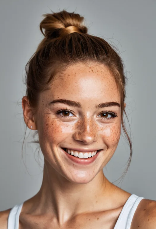 Beautiful Lady, Freckles, Big Smile, Brown Hazel Eyes, Ponyt...