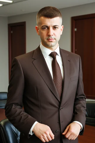 A Waist-up Portrait Of A Brown-haired Man In A Business Suit... — SDXL AI Prompt: A waist-up portrait of a brown-haired man in a business suit, boardroom setting,...