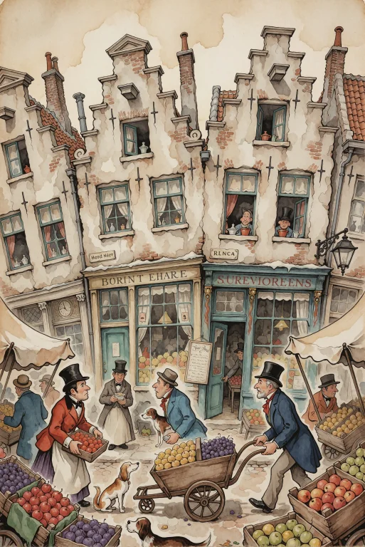 A Richly Detailed Vintage European Storybook Illustration Of...