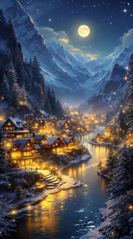 Digital Artwork Depicting A Photography, Fantasy Village Nes... — FLUX AI Prompt: Digital artwork depicting a photography, fantasy village nestled in a mountainou...