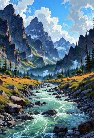 Patagonian Valley Wild Rivers Towering Peaks A Remote Vall... — FLUX AI Prompt: Patagonian Valley – Wild Rivers & Towering Peaks "A remote valley in Patagonia,...