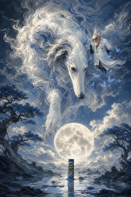 An Ethereal Celestial Borzoi Dog Descending From The Heavens...