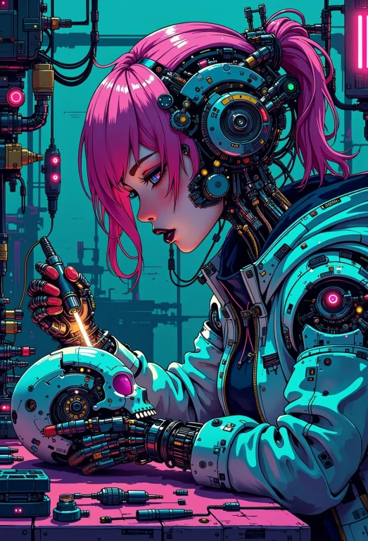 Lorack-nc-pastel-cyberpunk1, A Digital Artwork In The Style...