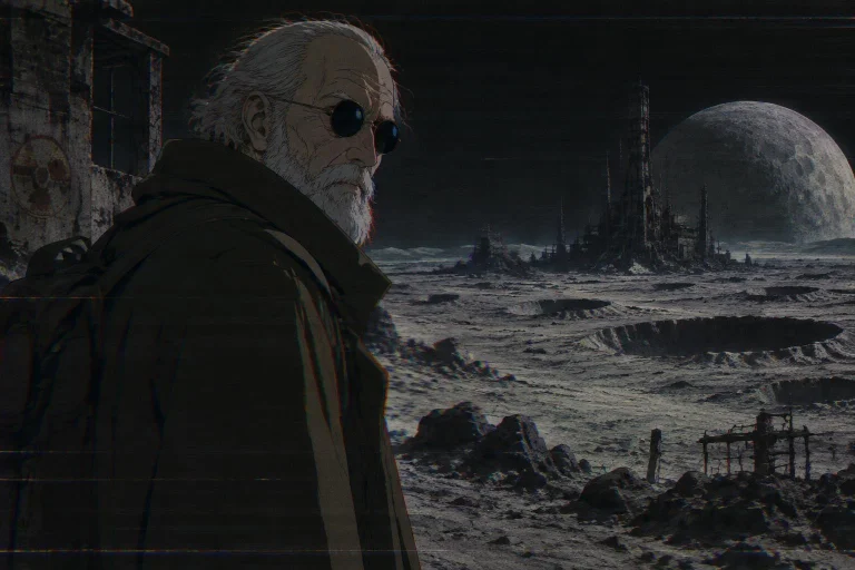 Old Man With Black Roundish Shades And White Beard, Standing...