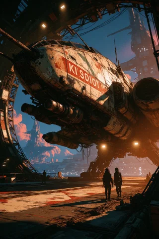 Ta86inkriot, Thin Black Outlines, A Highly Detailed, Realist... — Stable Diffusion AI Prompt: ta86_inkriot, thin black outlines, A highly detailed, realistic sci-fi illustrat...
