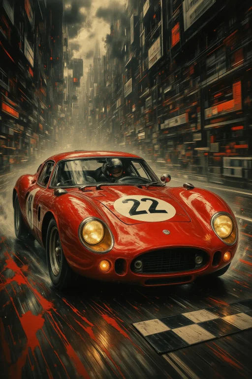 The Image Is A Dynamic And Vibrant Illustration Of A Classic...