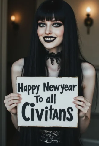 Fictionalcrystal, A Goth Girl With Heavy Black Eye Makeup An... — FLUX AI Prompt: FictionalCrystal, a goth girl with heavy black eye makeup and black lipstick. sm...