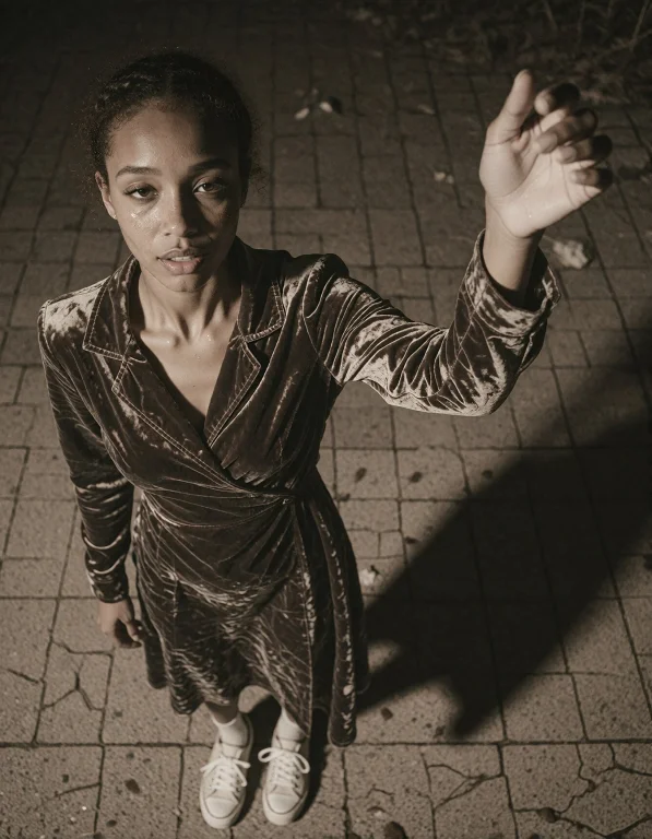 Under The Cold, Piercing Light Of A Deep Winter Night, A Fem...