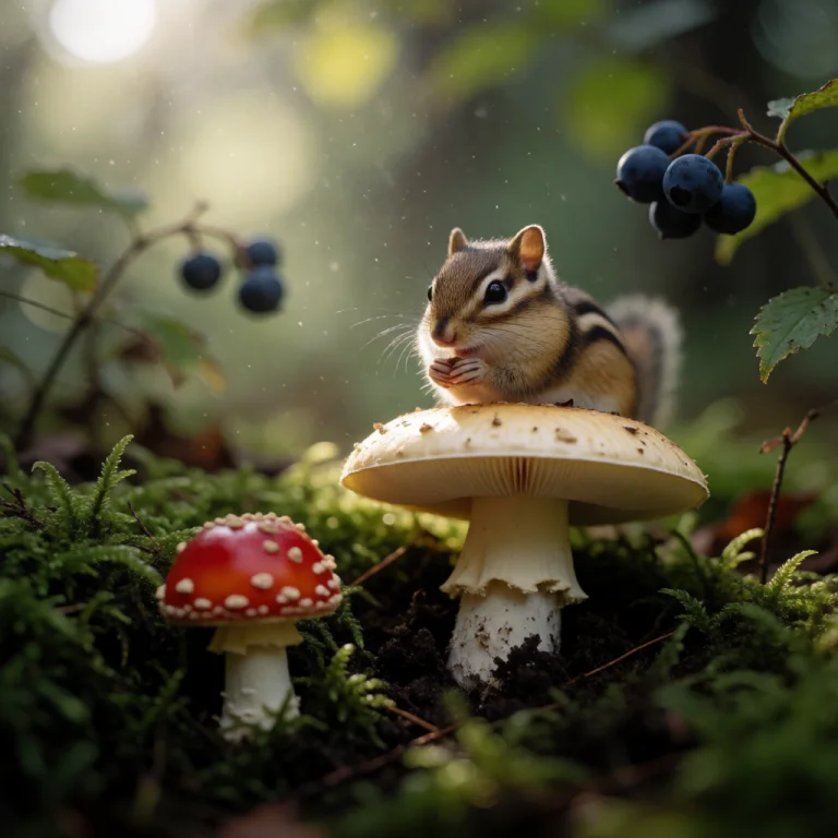 Photorealistic Wildlife Photography, A Tiny Chipmunk Perched...