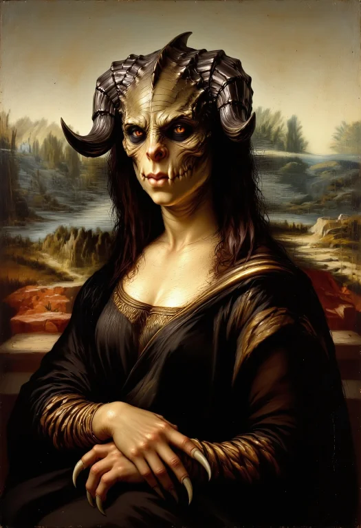 A Striking Reinterpretation Of The Mona Lisa, Featuring A Fa...