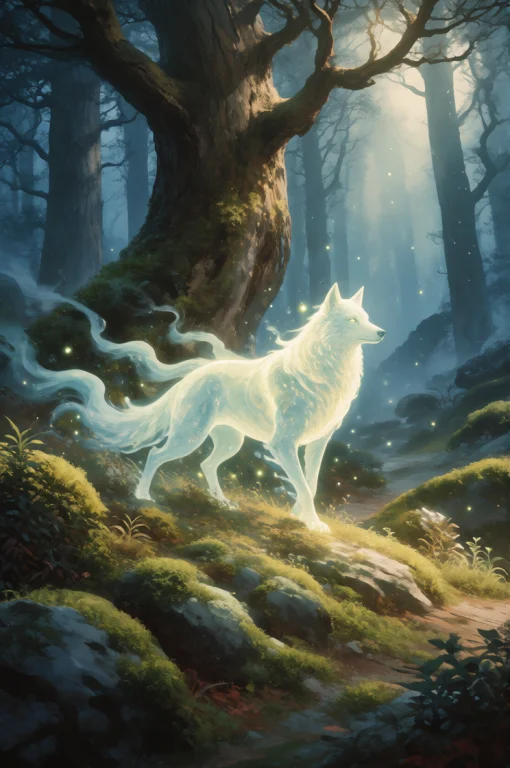 Darkfantasy, Digital Painting, Spirit Wolf, Luminous Translu...