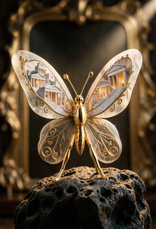 Surrealist Luxury Jewelry Design, A Mechanical Butterfly Cra...