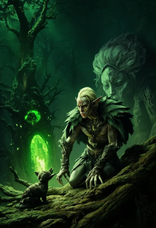 Beneath The Gnarled Canopy Of A Blighted Forest, A Pallid Dr...