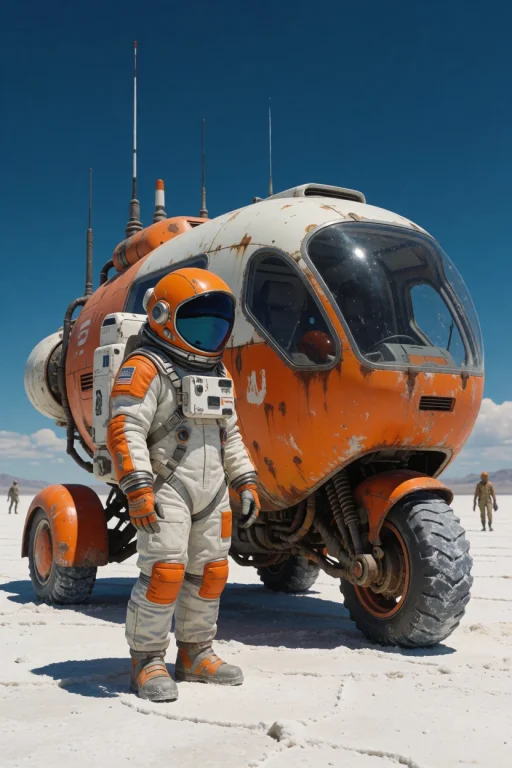 Retro-futuristic Sci-fi Photography. An Astronaut Wearing A...