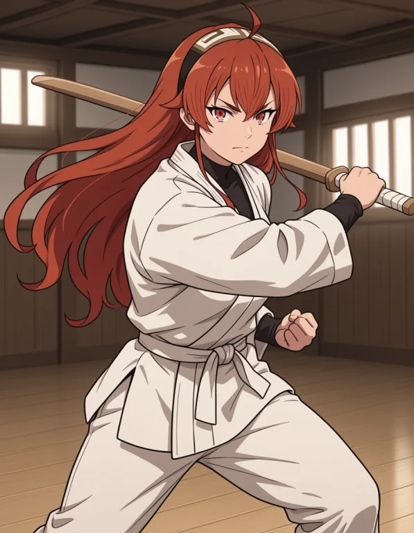 1girl, Looking At Viewer, Wooden Sword, One Hand Holding, Sw...