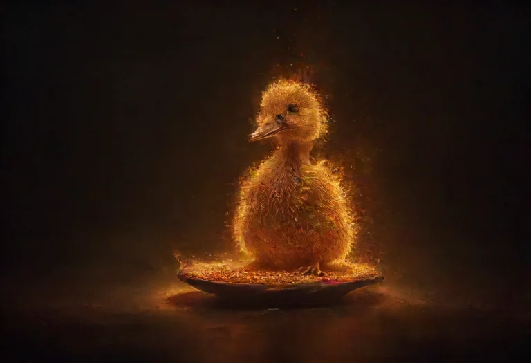 Flame Style, A Little Yellow Duck Eating A Pizza Slice On A...