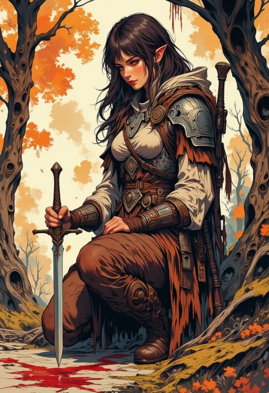 Stunning Female Barbarian Warrior In Deerskin Tunic, Iron Br...
