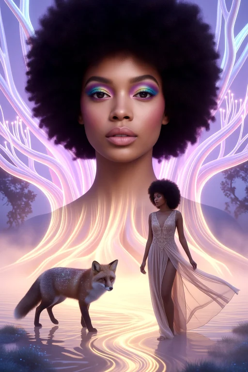 Beautiful Woman Closeup, Middle Shot, Natural Afro Texture,...