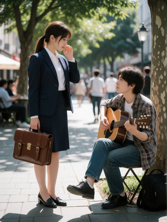 Cinematic, Ultra-realistic Photo, The Street Musician Outfit...