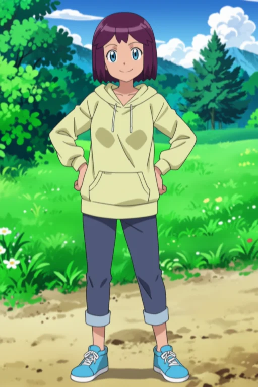 Hoodie, Pants, Shoes, Standing, Hands On Own Hips, Mature Fe...