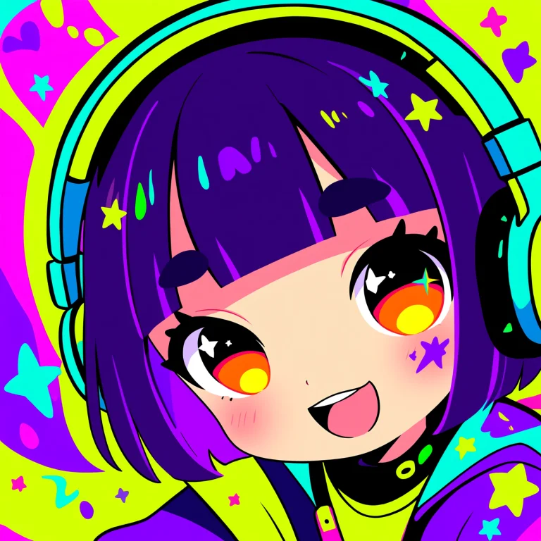 Colorful Vector Art, Flat Color, Neon Yellow, Electric Cyan,...