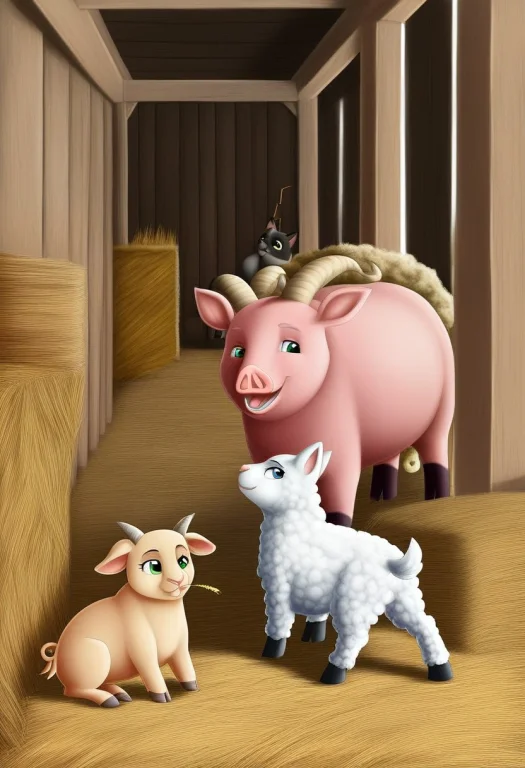 Madeofstraw, Straw Texture, Sheep, Pig, Goat, Cat, Farm, Bar...