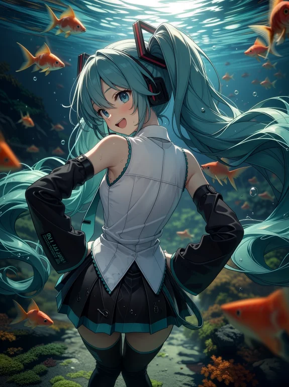 Main Charactor ,bottle Miku,vocaloid,liquid Hair,goldfish,fi...