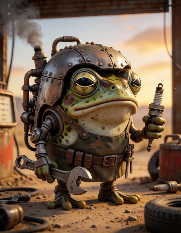 Diesel Frog Mechanic Create A Chunky Frog-like Mechanic Crea...