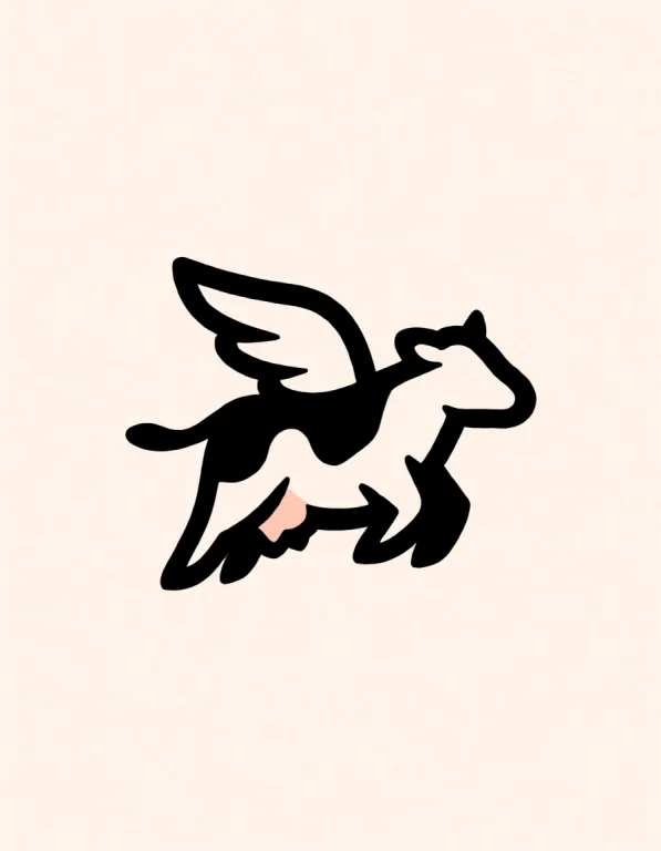 Logo Of A Cow With Wings Flying , Simple Design,