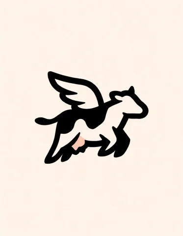 Logo Of A Cow With Wings Flying , Simple Design, — Stable Diffusion AI Prompt: logo of a Cow with wings flying , simple design,