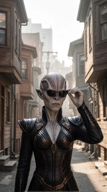 Rmnfml Alien Woman, Chest-up, Eye-level, Hand Adjusting Glas...