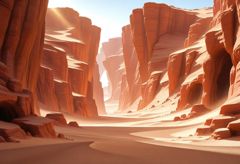 Entrance To The Sandy Canyon, Canyon, Desert, Sand, Day, San...