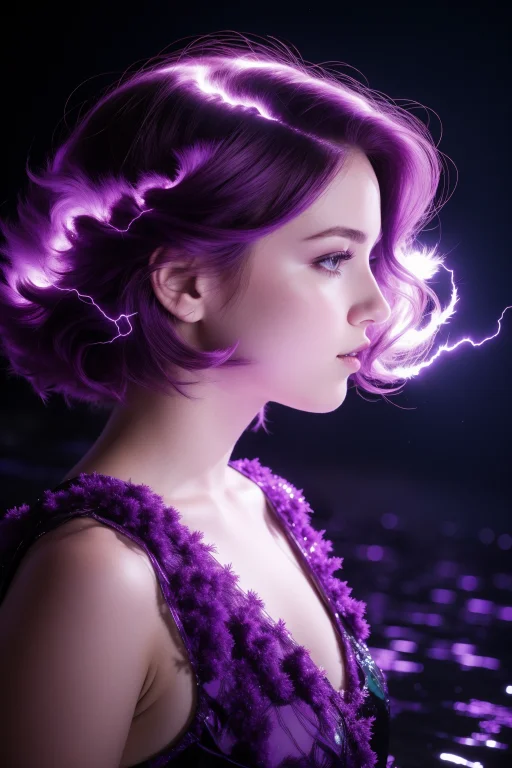 1girl, Colorful Vector Art, Dark Violet Water And Roots, Ins...
