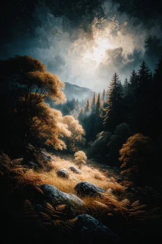 Zidiusart, Create A Dramatic Landscape Painting In The Style... — Stable Diffusion AI Prompt: zidiusArt, Create a dramatic landscape painting in the style of 19th‑century Rom...