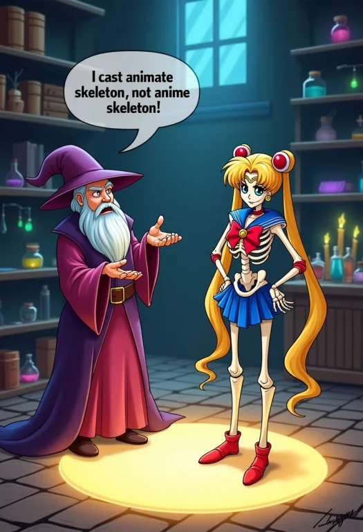 An Image Featuring A Frustrated Wizard Standing In A Glowing...