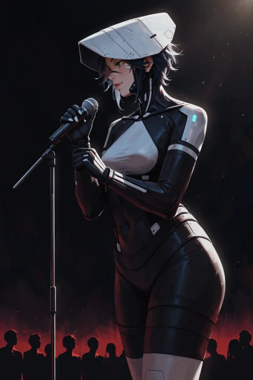 Signalisarar Replika 1girl Solo Standing At A Microphone On...