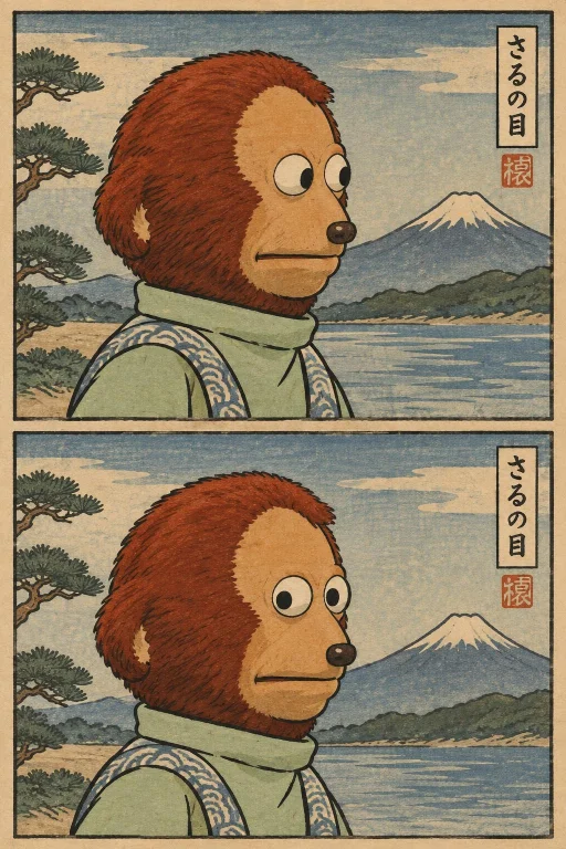Draw Me A Humorous Comic Image Of The Monkey Muppet Meme. A...